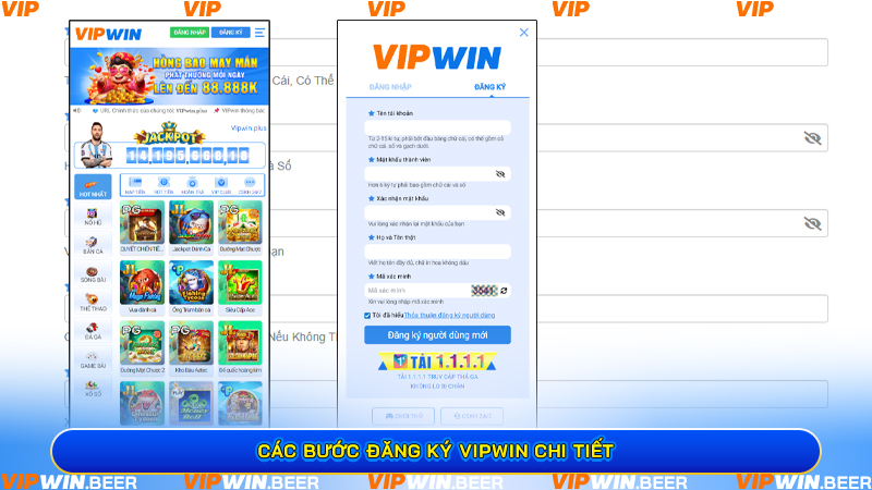 Các Bước Đăng Ký VIPWIN Chi Tiết